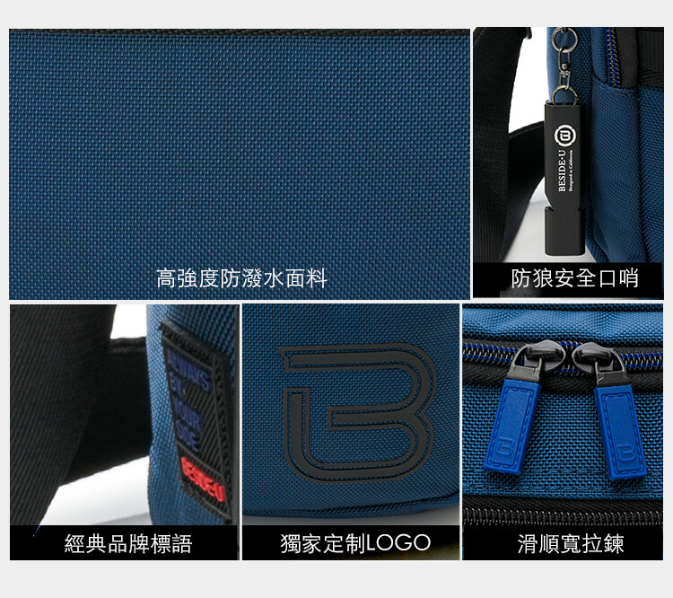 機能的なサイドバックパック軽量盗難防止クロスボディバッグブラック - ショルダーバッグ - ナイロン ブラック