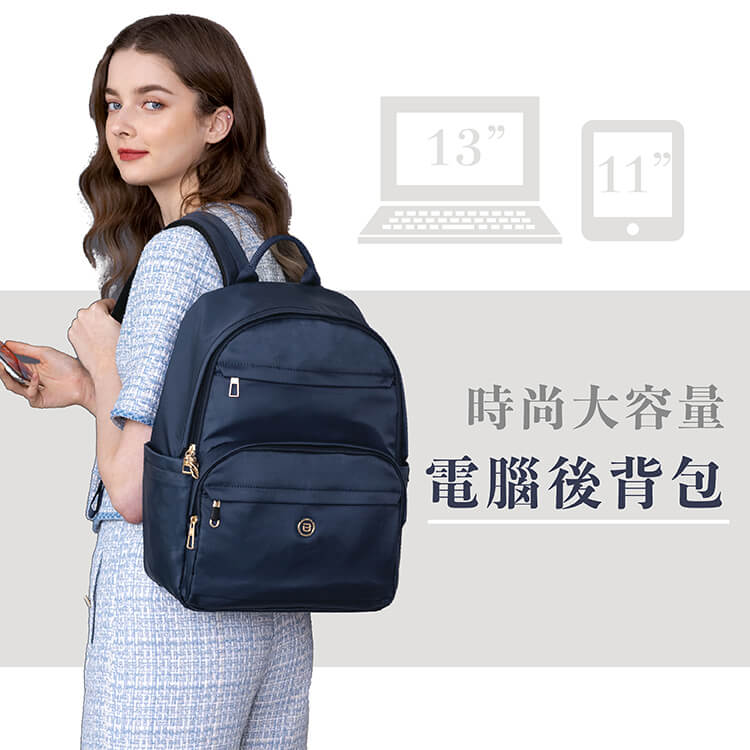 耐切創バッグ、減圧バックパック、カジュアルバックパック、15 インチのラップトップ、ブラックとブルー - リュック・バックパック - ナイロン ブラック